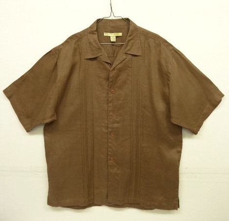 画像: SYLLABLES レーヨン フロント同色刺繍入り 半袖 オープンカラーシャツ ブラウン (VINTAGE) 「S/S Shirt」 入荷しました。