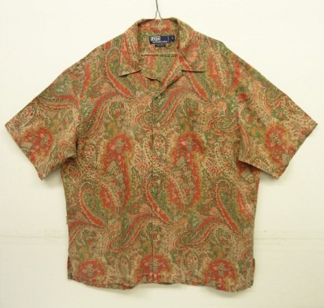 画像: 90'S RALPH LAUREN リネン 半袖 オープンカラーシャツ ペイズリー柄 (VINTAGE) 「S/S Shirt」 入荷しました。