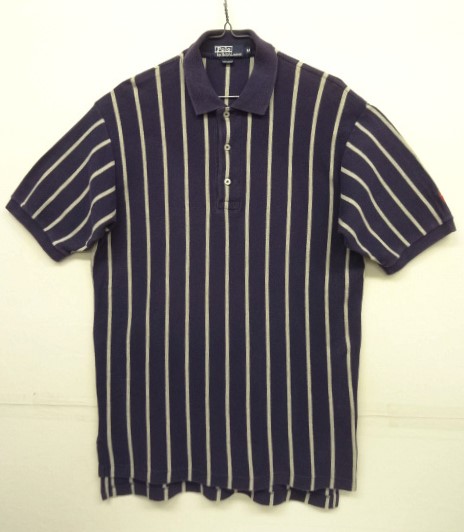 画像: 90'S RALPH LAUREN 袖ロゴ刺繍 半袖 ポロシャツ ストライプ柄 (VINTAGE) 「S/S Polo」 入荷しました。