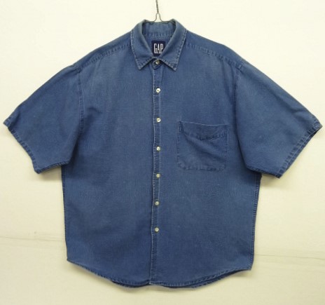 画像: 90'S GAP 旧タグ リネン/コットン 半袖 シャツ インディゴ (VINTAGE) 「S/S Shirt」 入荷しました。