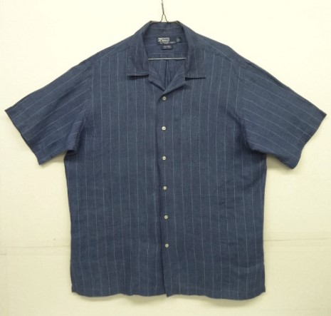 画像: 90'S RALPH LAUREN "CALDWELL" リネン 半袖 オープンカラーシャツ インディゴ/ストライプ (VINTAGE) 「S/S Shirt」 入荷しました。