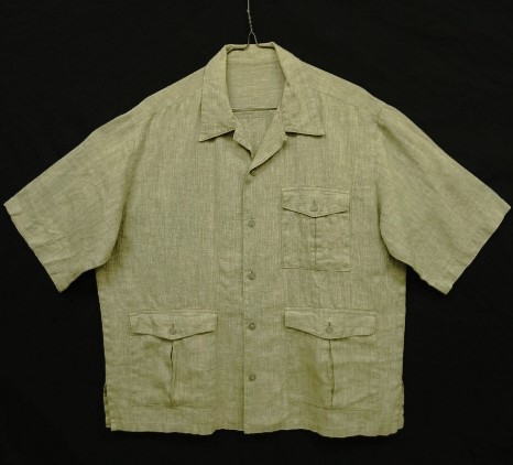 画像: ユーロヴィンテージ UNKNOWN リネン 半袖 オープンカラーシャツ カーキ (VINTAGE) 「S/S Shirt」 入荷しました。