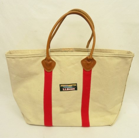 画像: 80'S LL Bean 単色タグ レザーハンドル キャンバス トートバッグ レッド/オフホワイト USA製 (VINTAGE) 「Bag」 入荷しました。