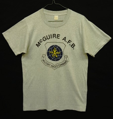 画像: 80'S McGUIRE A.F.B. 染み込みプリント シングルステッチ 半袖 Tシャツ 杢グレー (VINTAGE) 「T-Shirt」 入荷しました。