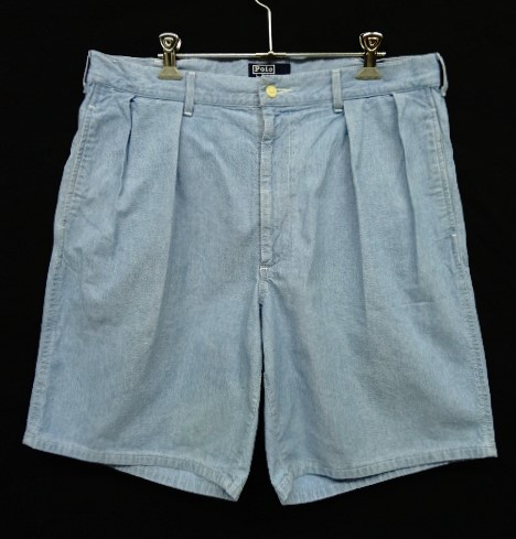 画像: 90'S RALPH LAUREN ツープリーツ シャンブレーショーツ ブルー USA製 (VINTAGE) 「Shorts」 入荷しました。