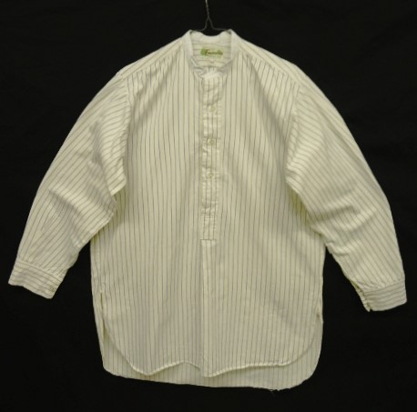 画像: 70'S THE EMERALDA ユーロヴィンテージ マチ付き ノーカラーグランパシャツ ストライプ (VINTAGE) 「L/S Shirt」 入荷しました。