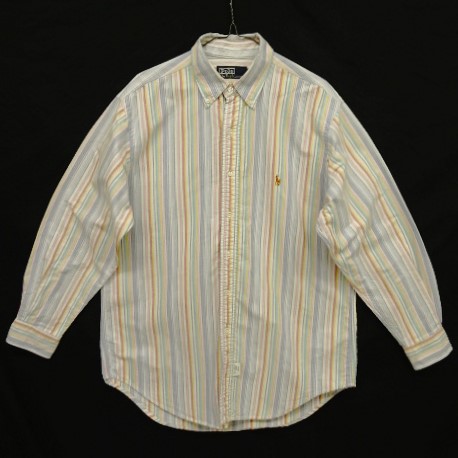 画像: 90'S RALPH LAUREN オックスフォード 長袖 BDシャツ ストライプ (VINTAGE) 「L/S Shirt」 入荷しました。