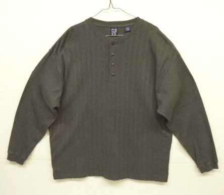 画像: 90'S GAP 旧タグ ヘンリーネック 長袖 Tシャツ チャコール (VINTAGE) 「T-Shirt」 入荷しました。