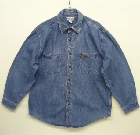 画像: 00'S CARHARTT メタルボタン デニム 長袖 ワークシャツ インディゴ (VINTAGE) 「L/S Shirt」 入荷しました。