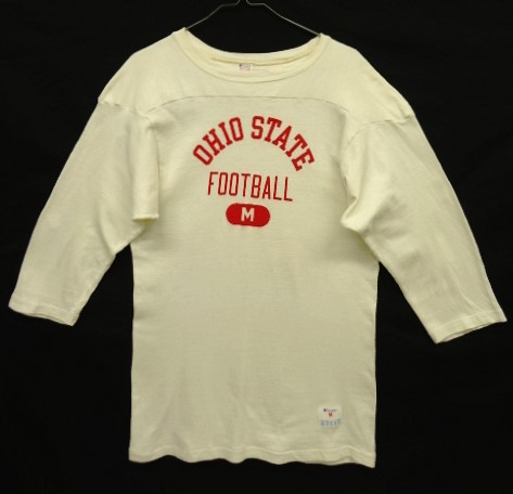 画像: 80'S CHAMPION トリコタグ 三段プリント フットボールTシャツ オフホワイト USA製 (VINTAGE) 「T-Shirt」 入荷しました。