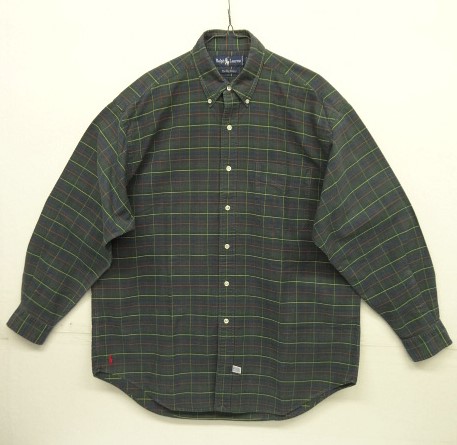 画像: 90'S RALPH LAUREN "THE BIG OXFORD" 裾ロゴ刺繍 オックスフォード 長袖 BDシャツ チェック柄 (VINTAGE) 「L/S Shirt」 入荷しました。