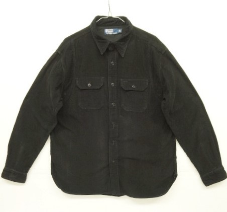 画像: 90'S RALPH LAUREN コーデュロイ チンスト付き 長袖 ワークシャツ ブラック (VINTAGE) 「L/S Shirt」 入荷しました。