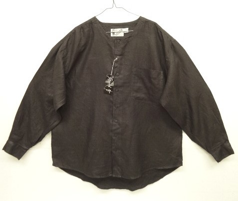 画像: 90'S GOOUCH リネン 長袖 ノーカラーシャツ ブラック (DEADSTOCK) 「L/S Shirt」 入荷しました。