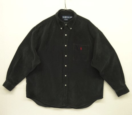 画像: 90'S RALPH LAUREN "BIG SHIRT" コーデュロイ 長袖 BDシャツ ブラック (VINTAGE) 「L/S Shirt」 入荷しました。