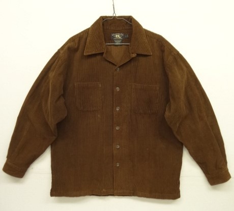 画像: 90'S RRL 初期 三ツ星タグ 太畝コーデュロイ 長袖 オープンカラーシャツ ブラウン (VINTAGE) 「L/S Shirt」 入荷しました。