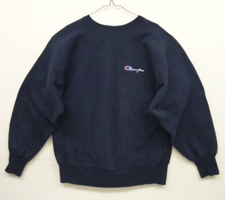 画像: 90'S CHAMPION "筆記体ロゴ" 刺繍タグ リバースウィーブ ネイビー USA製 (VINTAGE) 「Sweat Shirt」 入荷しました。