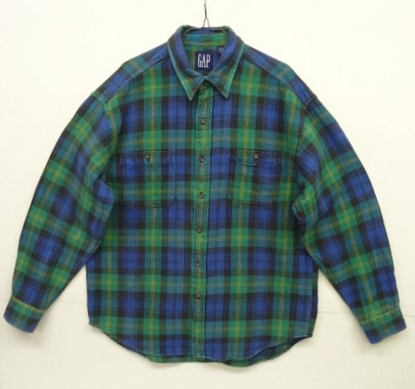 画像: 90'S GAP 旧タグ フランネル 長袖 ワークシャツ チェック柄 (VINTAGE) 「L/S Shirt」 入荷しました。