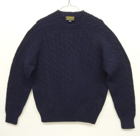 画像: 80'S BROOKS BROTHERS シェットランドウール ケーブル編み セーター ネイビー (VINTAGE) 「Knit」 入荷しました。