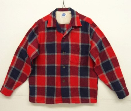 画像: 60'S PILGRIM ウール オープンカラーシャツ チェック柄 USA製 (VINTAGE) 「L/S Shirt」入荷しました。