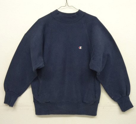 画像: 90'S CHAMPION 刺繍タグ リバースウィーブ モックネック ネイビー USA製 (VINTAGE) 「Sweat Shirt」入荷しました。