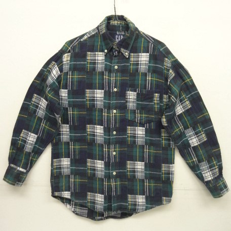 画像: 90'S GAP 旧タグ フランネル パッチワーク BDシャツ チェック柄 ポルトガル製 (VINTAGE) 「L/S Shirt」入荷しました。