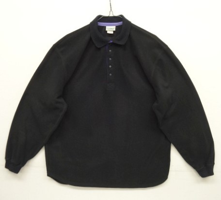 画像: 80'S LL Bean 裾ラウンド 1/4ボタン フリースシャツ ブラック USA製 (VINTAGE) 「L/S Shirt」入荷しました。