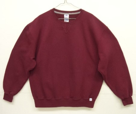 画像: 00'S RUSSELL ATHLETIC 前Vガゼット付き クルーネック スウェットシャツ バーガンディ (VINTAGE) 「Sweat Shirt」入荷しました。