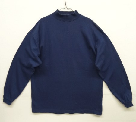 画像: 90'S EDDIE BAUER シングルステッチ モックネック 長袖 Tシャツ ネイビー USA製 (VINTAGE) 「T-Shirt」入荷しました。