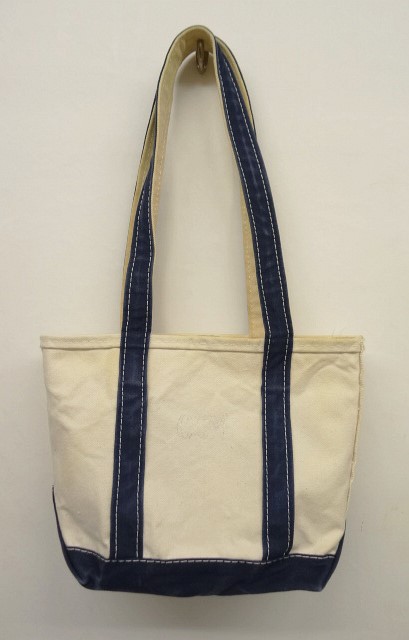 画像: 80'S LL Bean 単色タグ ロングハンドル キャンバス トートバッグ ネイビー/ホワイト USA製 (VINTAGE) 「Bag」入荷しました。