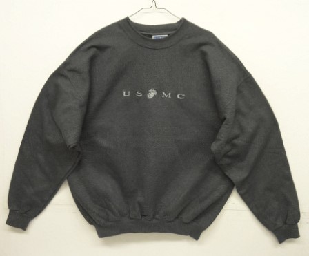 画像: アメリカ軍 USMC ロゴ刺繍 ヘビーウエイト クルーネック スウェットシャツ チャコール (VINTAGE) 「Sweat Shirt」入荷しました。