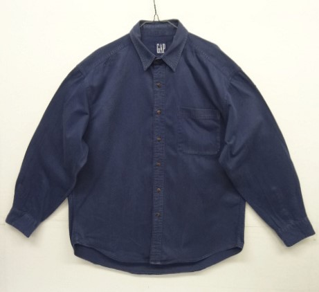 画像: 90'S GAP 旧タグ ツイル ワークシャツ ネイビー (VINTAGE) 「L/S Shirt」入荷しました。