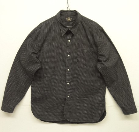 画像: RRL チンスト＆マチ付き コットン ワークシャツ ブラック/ホワイト ポルカドット (USED) 「L/S Shirt」入荷しました。