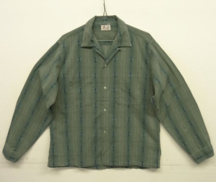 画像: 60'S Mr.Dee Cee コットン/ジャガード 長袖 オープンカラーシャツ オンブレチェック/刺繍 (VINTAGE) 「L/S Shirt」入荷しました。