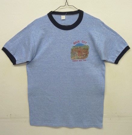 画像: 70'S UNKNOWN シングルステッチ 染み込みプリント 半袖 リンガーTシャツ ブルーヘザー (VINTAGE) 「T-Shirt」入荷しました。