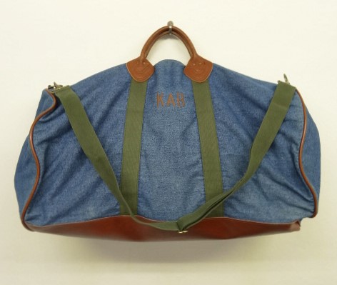 画像: 80'S LL Bean デニム/レザー ダッフルバッグ インディゴ/オリーブ USA製 (VINTAGE) 「Bag」入荷しました。