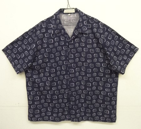 画像: 90'S PERRY ELLIS コットン/レーヨン 半袖 オープンカラーシャツ ネイビーベース/総柄 (VINTAGE) 「S/S Shirt」入荷しました。