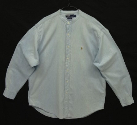 画像: 90'S RALPH LAUREN "POSTBOY" シャンブレー 長袖 バンドカラーシャツ ブルー (VINTAGE) 「L/S Shirt」入荷しました。