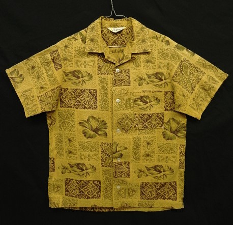 画像: 50'S MADE IN CALIFORNIA 三角タグ コットン100% アロハシャツ カーキベース USA製 (VINTAGE) 「S/S Shirt」入荷しました。