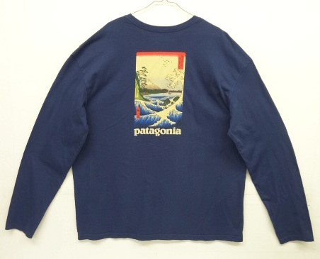 画像: PATAGONIA "冨士三十六景　駿河薩タ之海上" バックプリント 長袖 Tシャツ ネイビー USA製 (VINTAGE) 「T-Shirt」入荷しました。