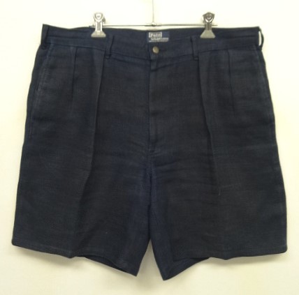 画像: 90'S RALPH LAUREN ツープリーツ リネンショーツ ダークネイビー USA製 (VINTAGE) 「Shorts」入荷しました。