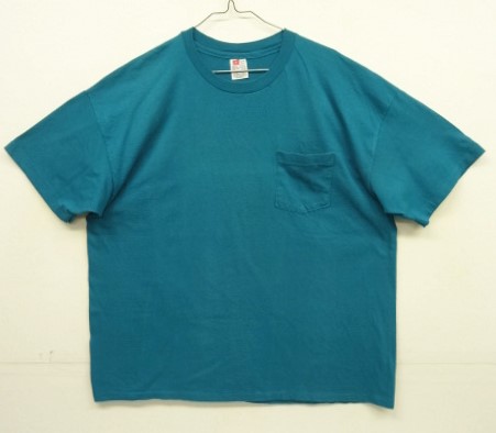 画像: 90'S HANES コットン100% シングルステッチ ポケット付き 半袖 Tシャツ ティール USA製 (VINTAGE) 「T-Shirt」入荷しました。