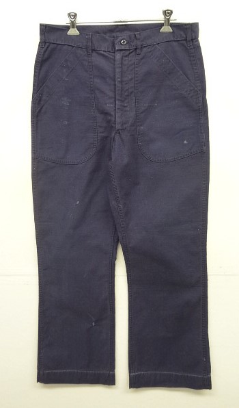 画像: 70'S アメリカ軍 US NAVY コットンサテン ユーティリティパンツ ネイビー IDEALアルミジップ 34R (VINTAGE) 「Bottoms」入荷しました。