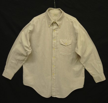 画像: 80'S LL Bean オックスフォード 長袖 BDシャツ ホワイト/ベージュ ストライプ USA製 (VINTAGE) 「L/S Shirt」入荷しました。