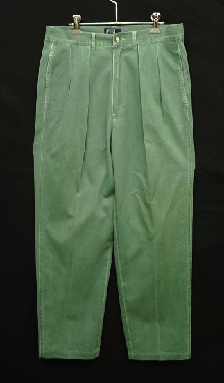 画像: 90'S RALPH LAUREN ツープリーツ ダブルステッチ チノパンツ フェードグリーン (VINTAGE) 「Bottoms」入荷しました。