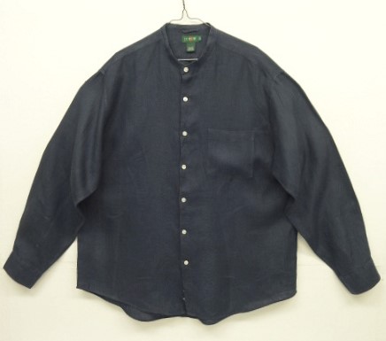 画像: 90'S J.CREW 旧タグ リネン バンドカラーシャツ ダークネイビー (VINTAGE) 「L/S Shirt」入荷しました。