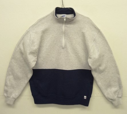 画像: 90'S RUSSELL ATHLETIC ハーフジップ カラーブロック スウェットシャツ アッシュグレー/ネイビー USA製 (VINTAGE) 「Sweat Shirt」入荷しました。