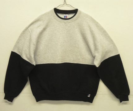 画像: 90'S RUSSELL ATHLETIC 前Vガゼット付き カラーブロック スウェットシャツ アッシュグレー/ブラック USA製 (VINTAGE) 「Sweat Shirt」入荷しました。