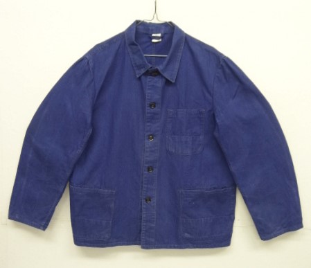 画像: 70'S ユーロワーク ヘリンボーンツイル ワークジャケット カバーオール ブルー (VINTAGE) 「Jacket」入荷しました。