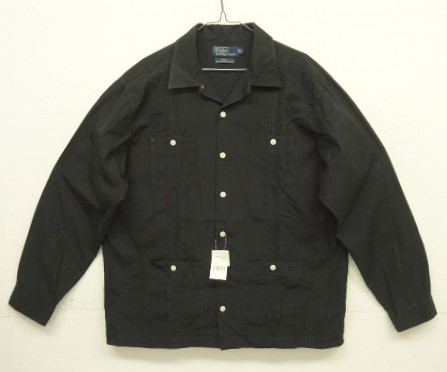 画像: 90'S RALPH LAUREN "ISLE" 2PLYコットン 長袖 キューバシャツ ブラック (DEADSTOCK) 「L/S Shirt」入荷しました。