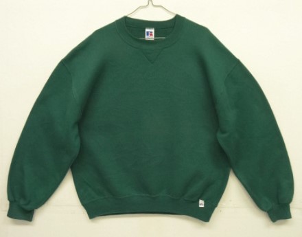 画像: 90'S RUSSELL ATHLETIC 前Vガゼット付き クルーネック スウェットシャツ ダークグリーン USA製 (VINTAGE) 「Sweat Shirt」入荷しました。